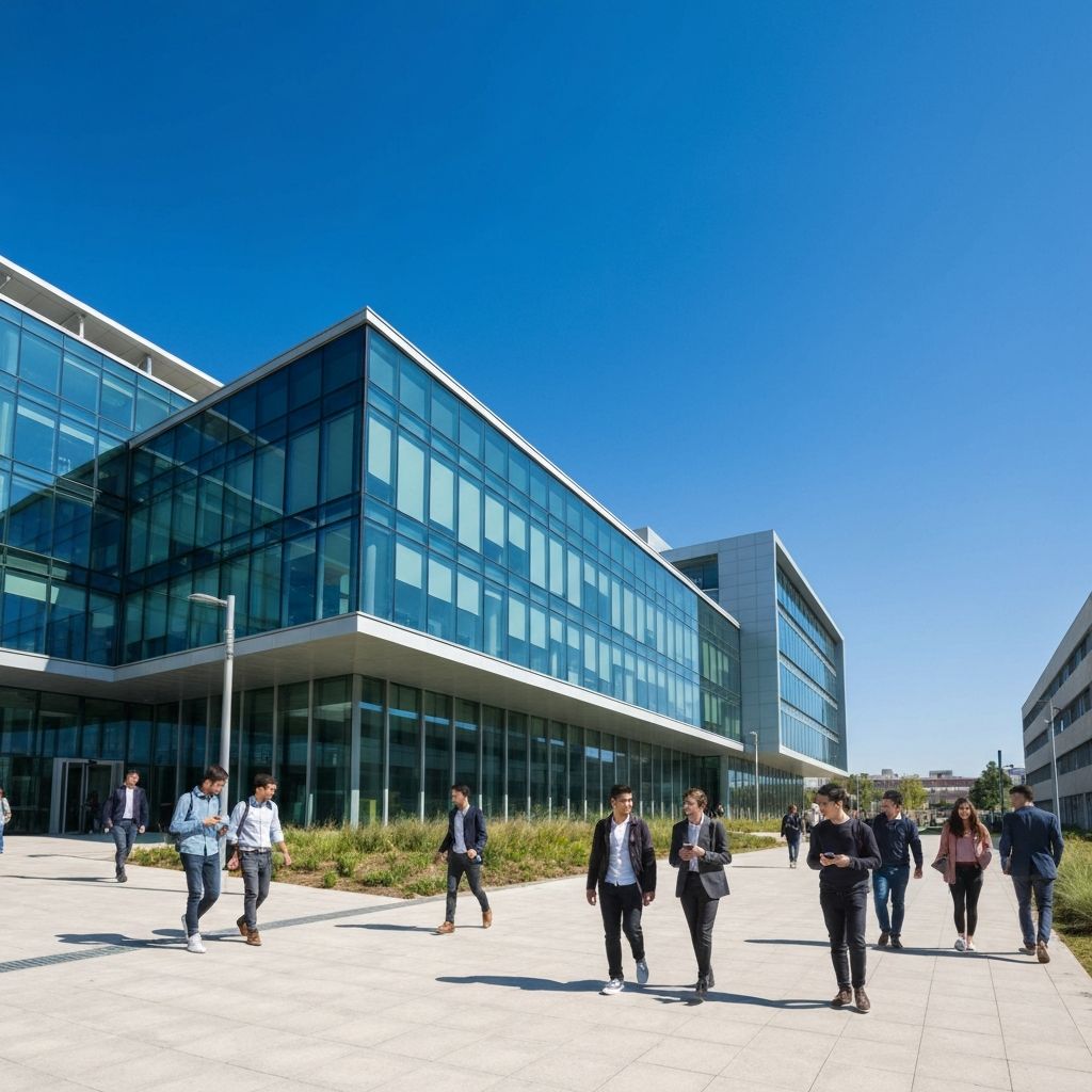 Modern university campus in Madrid